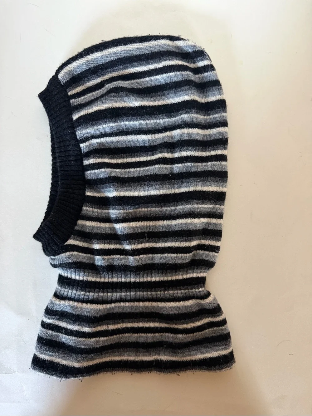 Striped Black and Gray boys wool hat